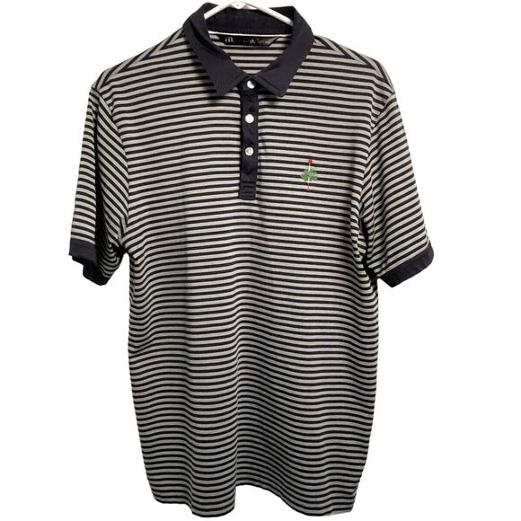 Travis Mathew Merion Golf Club Stripe Polo Shirt Mens Size Medium Navy Blue - Picture 1 of 6